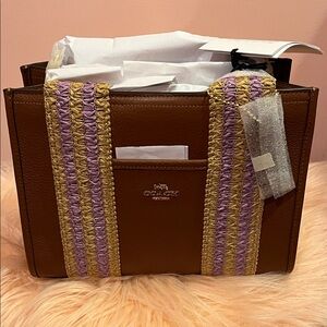 Coach Brown Tote with Purple and Gold Accents Smith Tote Bag 24